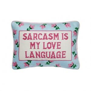NEW PEKING HANDICRAFT unisex sarcasm's my love pillow in light blue and pink